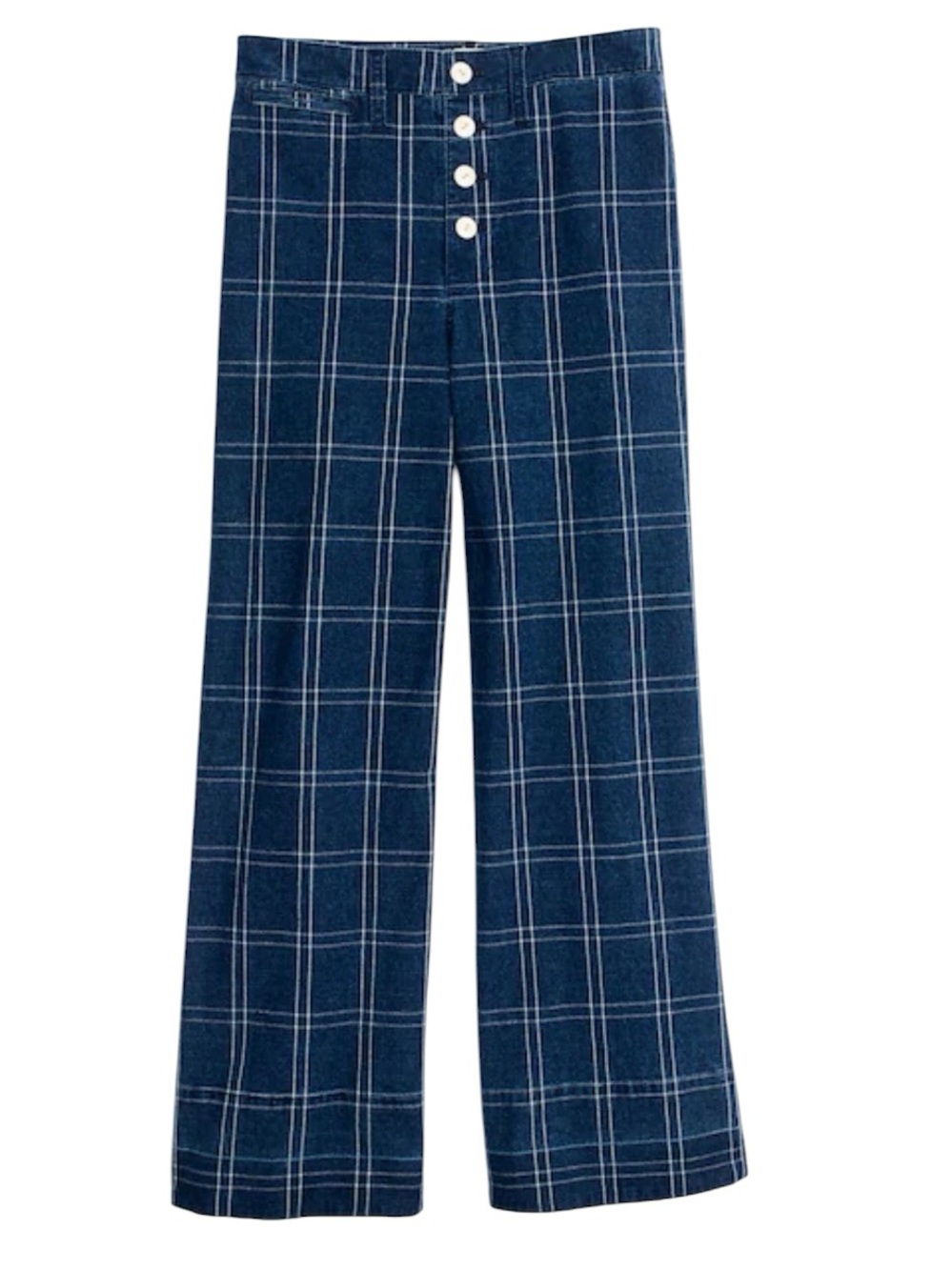 Madewell Emmett Wide-Leg Crop Pants in
Indigo Dark Denim Check Size 31